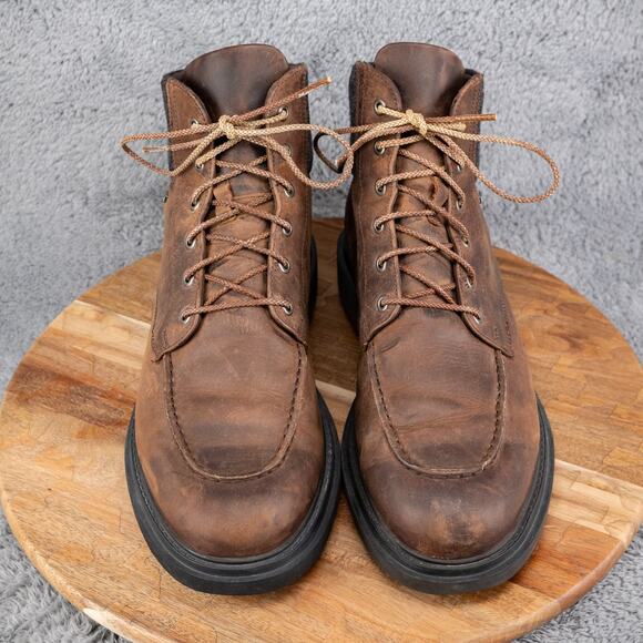 GEOX RESPIRA ‘AMPHIBIOX’ MENS BROWN NATURAL LEATHER BOOTS SIZE 45/12 $214 - Picture 2 of 9